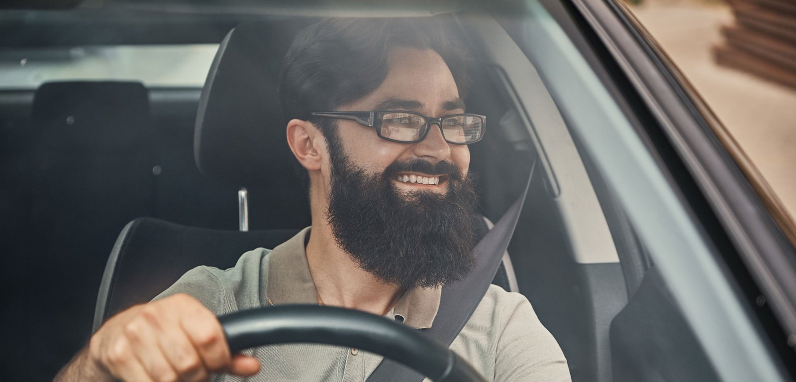 Learner driver practising in a car
